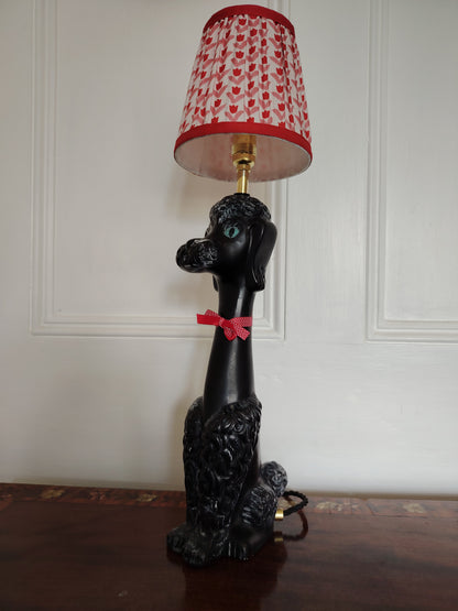 Upcycled 1950's Hand Painted Poodle Lamp