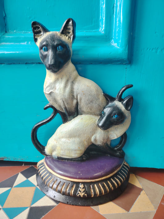 Cast Iron Siamese Cats Door Stop