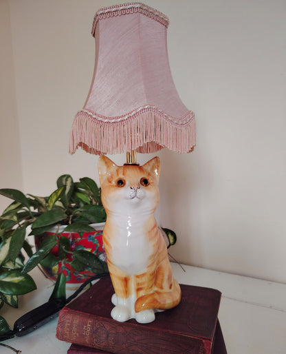 Vintage Reworked Small Ginger Cat Lamp 🐈