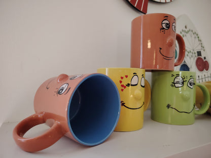 Set of 6 Vintage Colourful 90's Smiley Mugs
