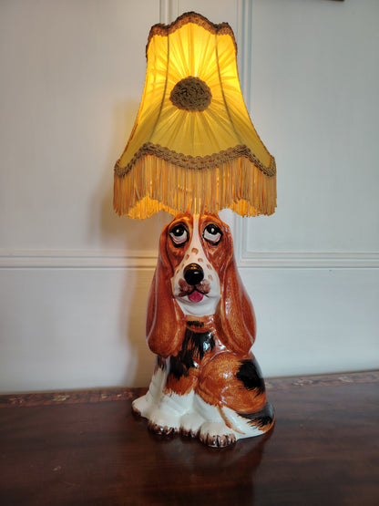Vintage Large Reworked Bassett Hound Lamp