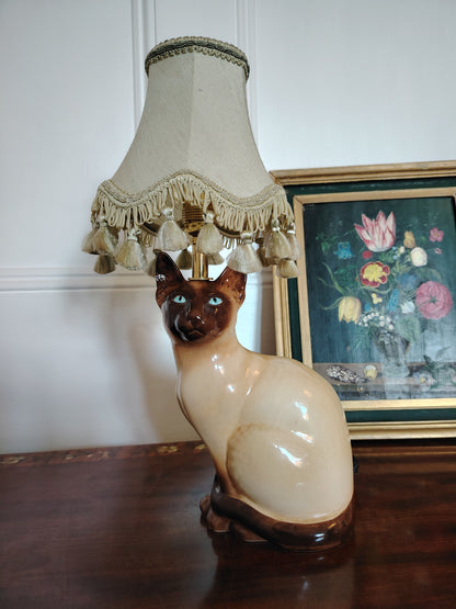 Vintage Reworked Siamese Cat Lamp