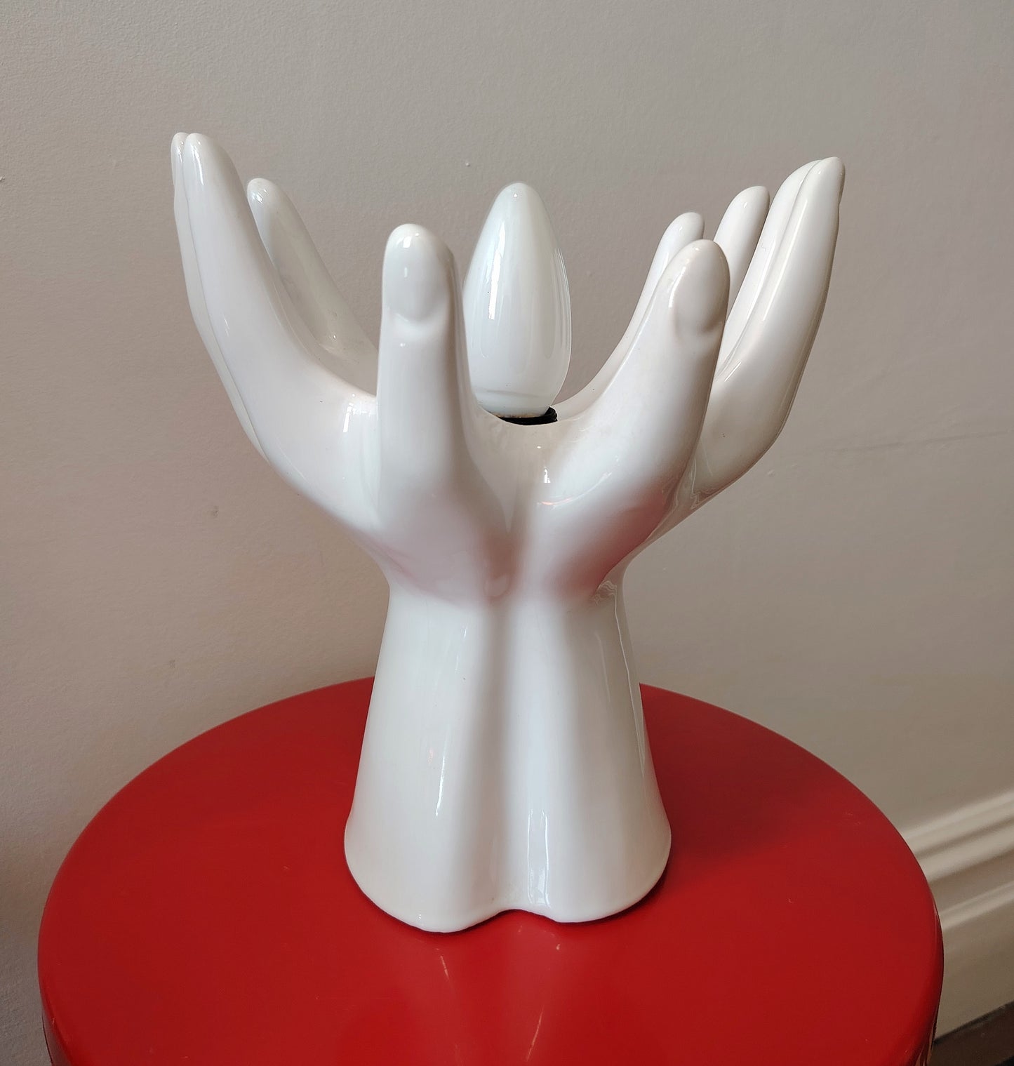 Vintage 80's Hands and Globe Lamp