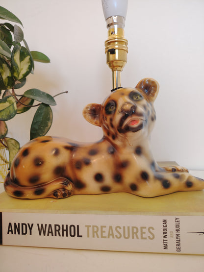 Upcycled Lying Leopard Cub Lamp