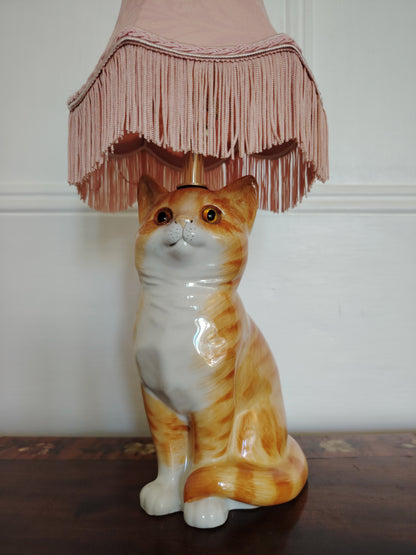 Vintage Reworked Small Ginger Cat Lamp