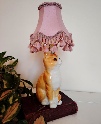 Vintage Reworked Small Ginger Cat Lamp 🐈💕