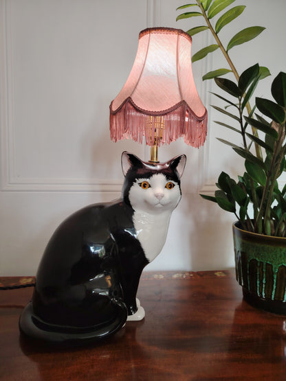 Large Vintage Reworked Tuxedo Cat Lamp (Copy)