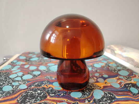 Vintage Amber Glass Wedgwood Toadstool Paper Weight