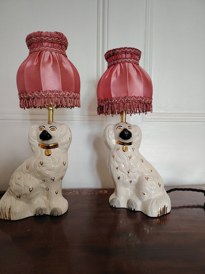 Pair of Vintage Reworked Beswick Pot Dog Lamps