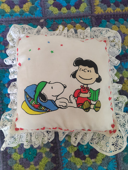 Vintage Small Snoopy and Lucy Cushion