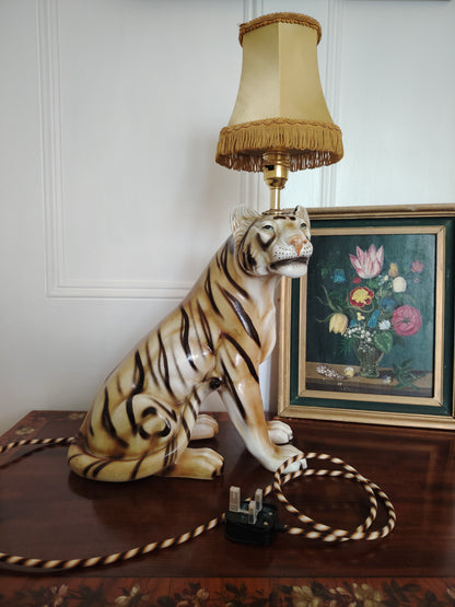 Large Reworked Mid Century Tiger lamp ✨