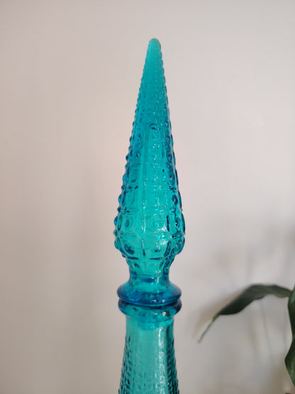 Tall Blue Glass Empoli Genie Bottle