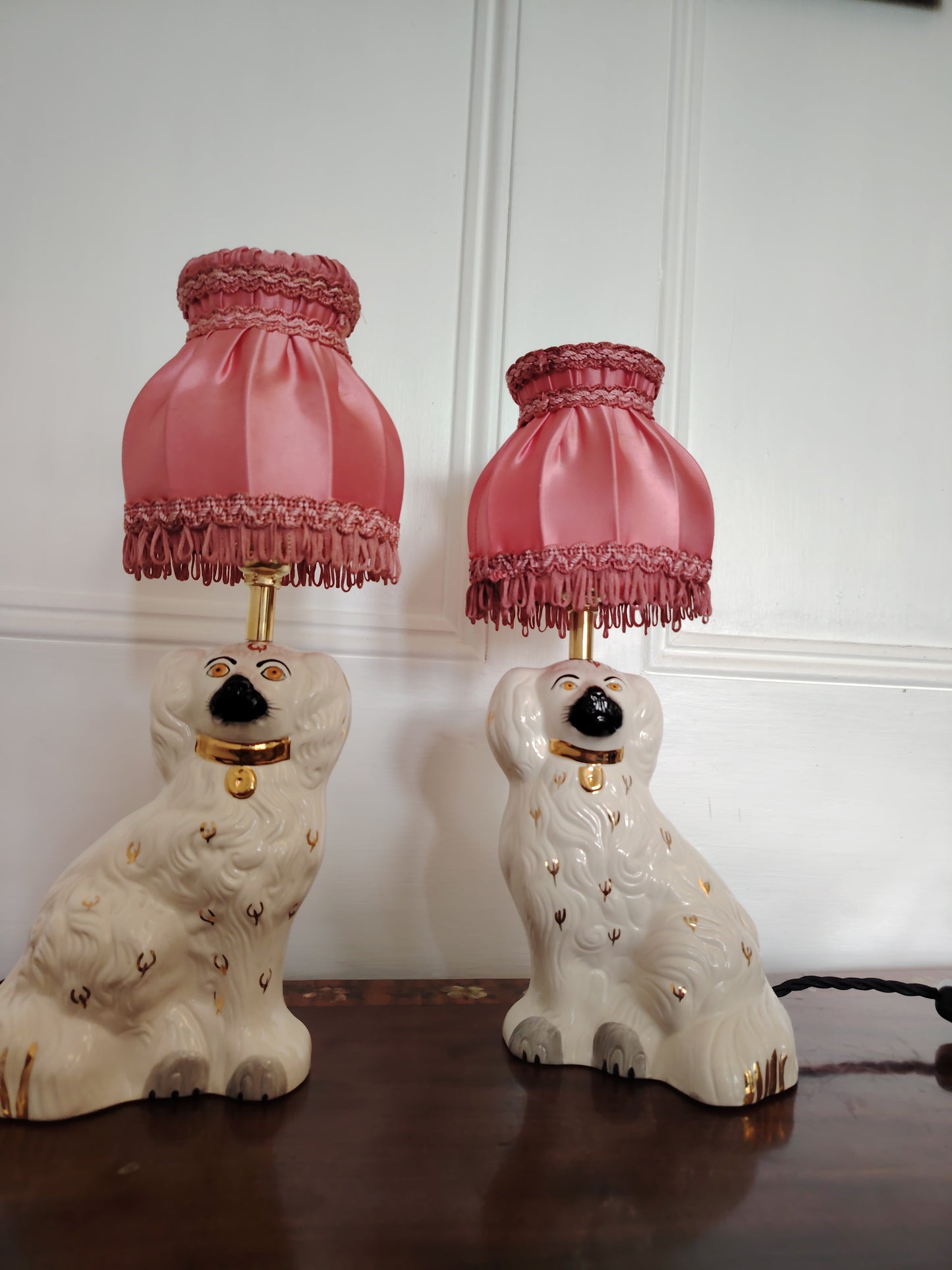 Pair of Vintage Reworked Beswick Pot Dog Lamps