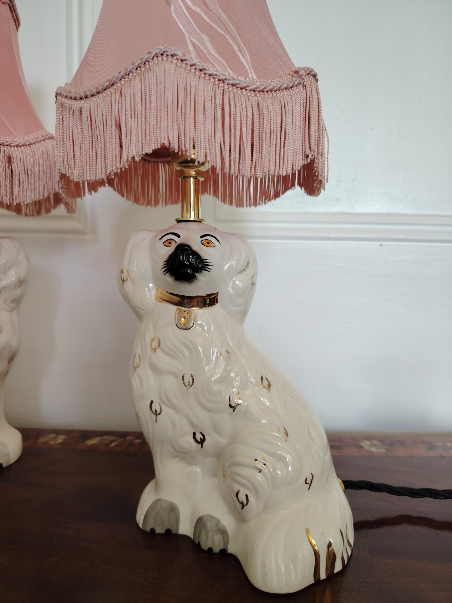 Pair of Vintage Reworked Beswick Pot Dog Lamps