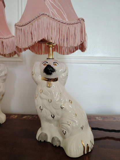 Pair of Vintage Reworked Beswick Pot Dog Lamps