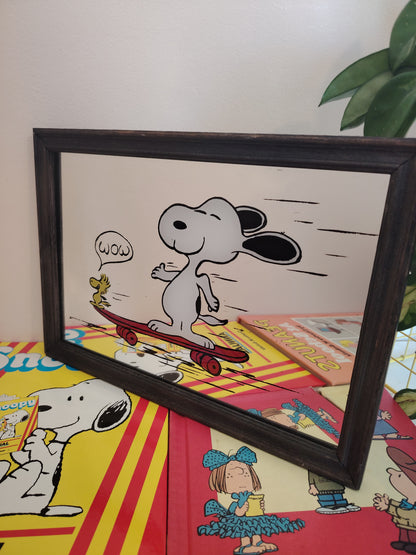 Vintage Snoopy and Woodstock Skate Board Mirror