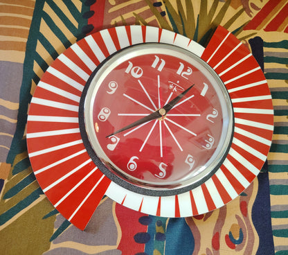 Retro Style Red and White By Royale Wall Clock