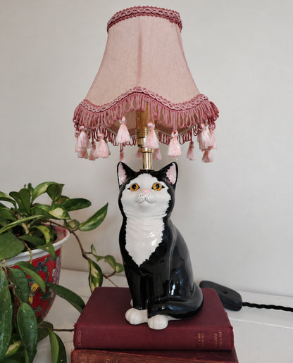 Vintage Reworked Small Tuxedo Cat Lamp 🐈‍⬛💖