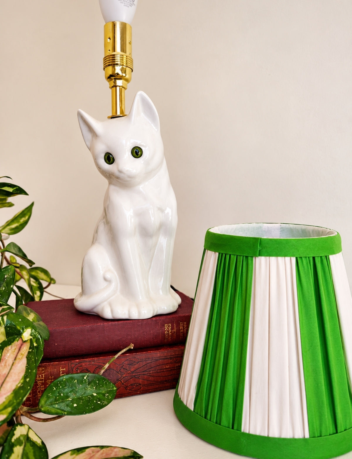 Vintage Reworked White Cat Lamp