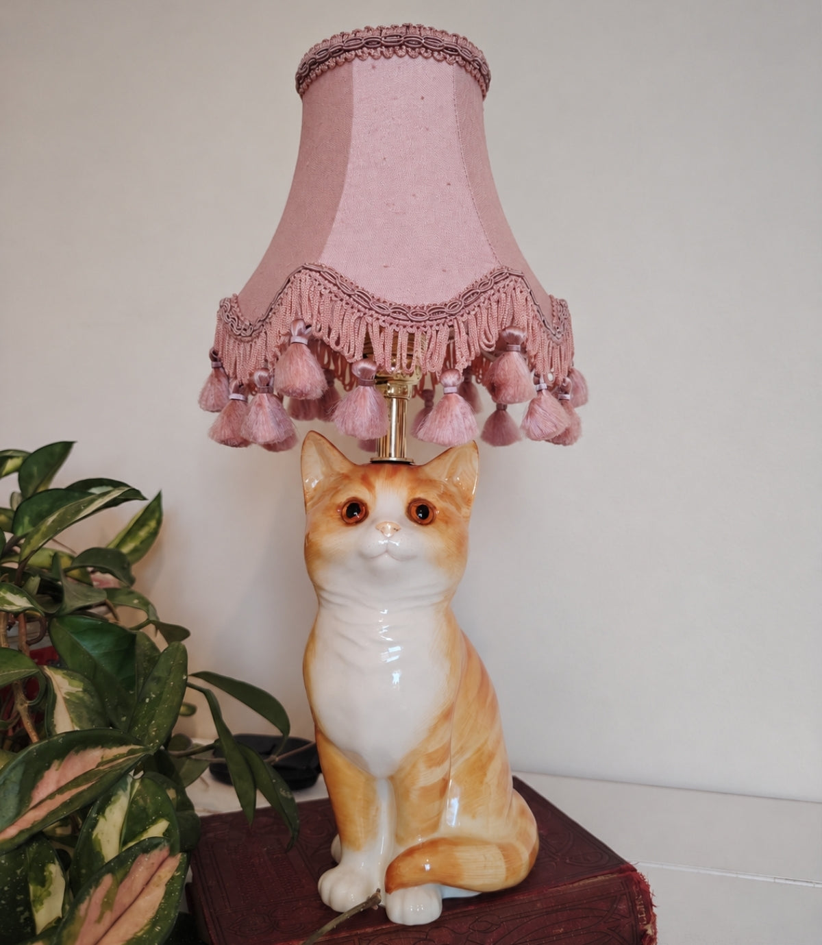 Vintage Reworked Small Ginger Cat Lamp 🐈💕