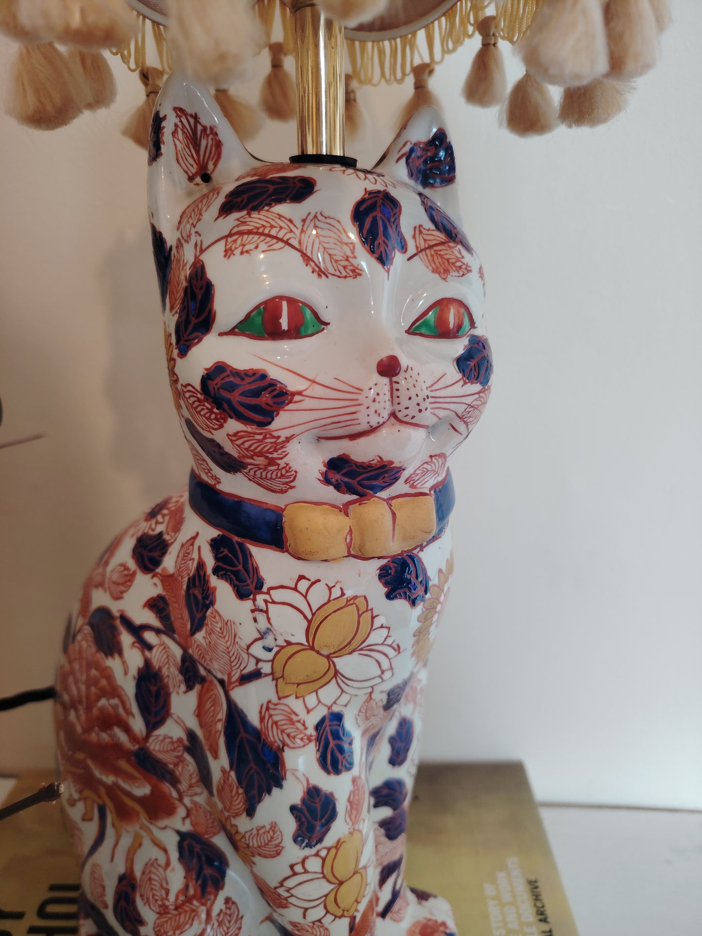 Upcycled Antique Floral Imari Cat Lamp