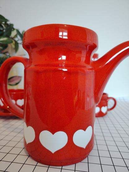 Vintage 70's Rare Waesterbach Heart Design Tea/ Coffee Set