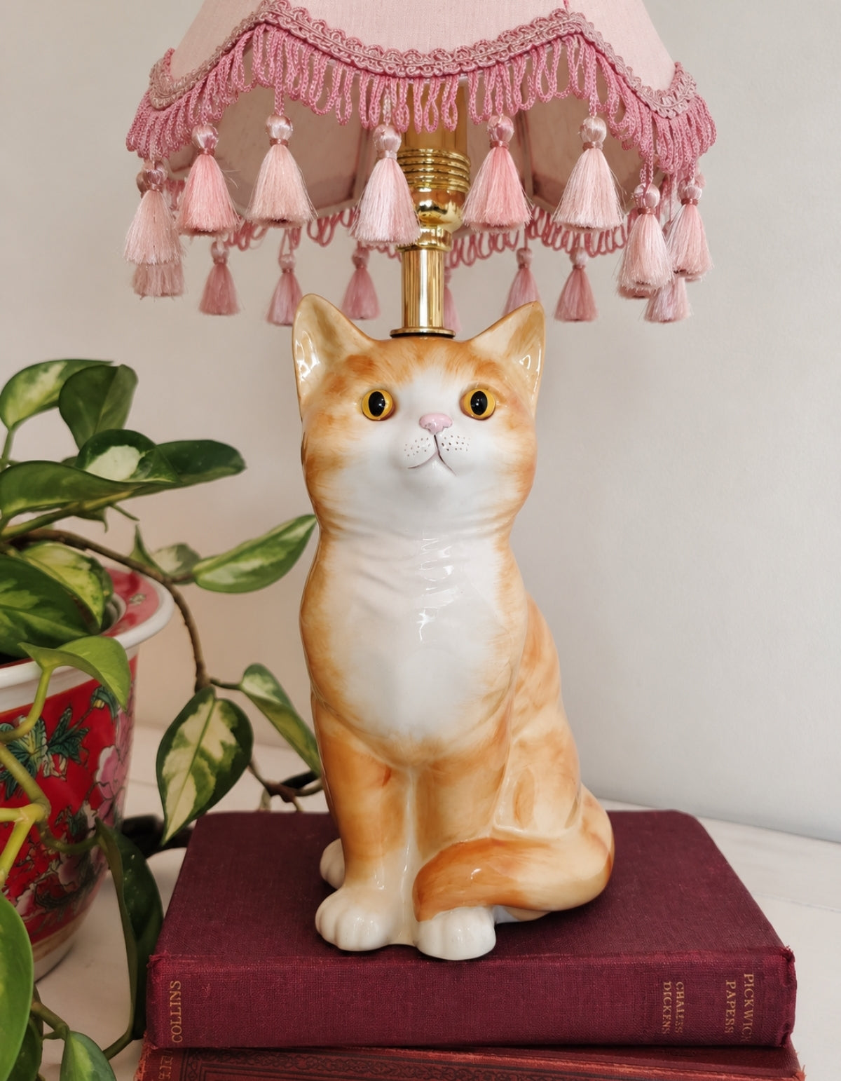 Vintage Reworked Small Ginger Cat Lamp 🐈💕