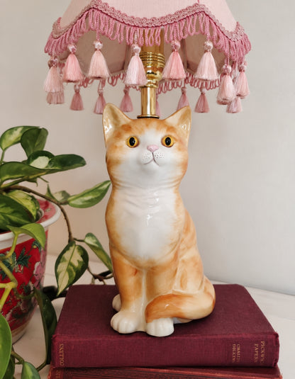 Vintage Reworked Small Ginger Cat Lamp 🐈💕