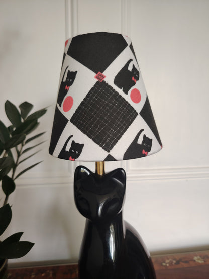 Vintage Reworked Black Cat Lamp with Handmade Shade ❤️🐈‍⬛