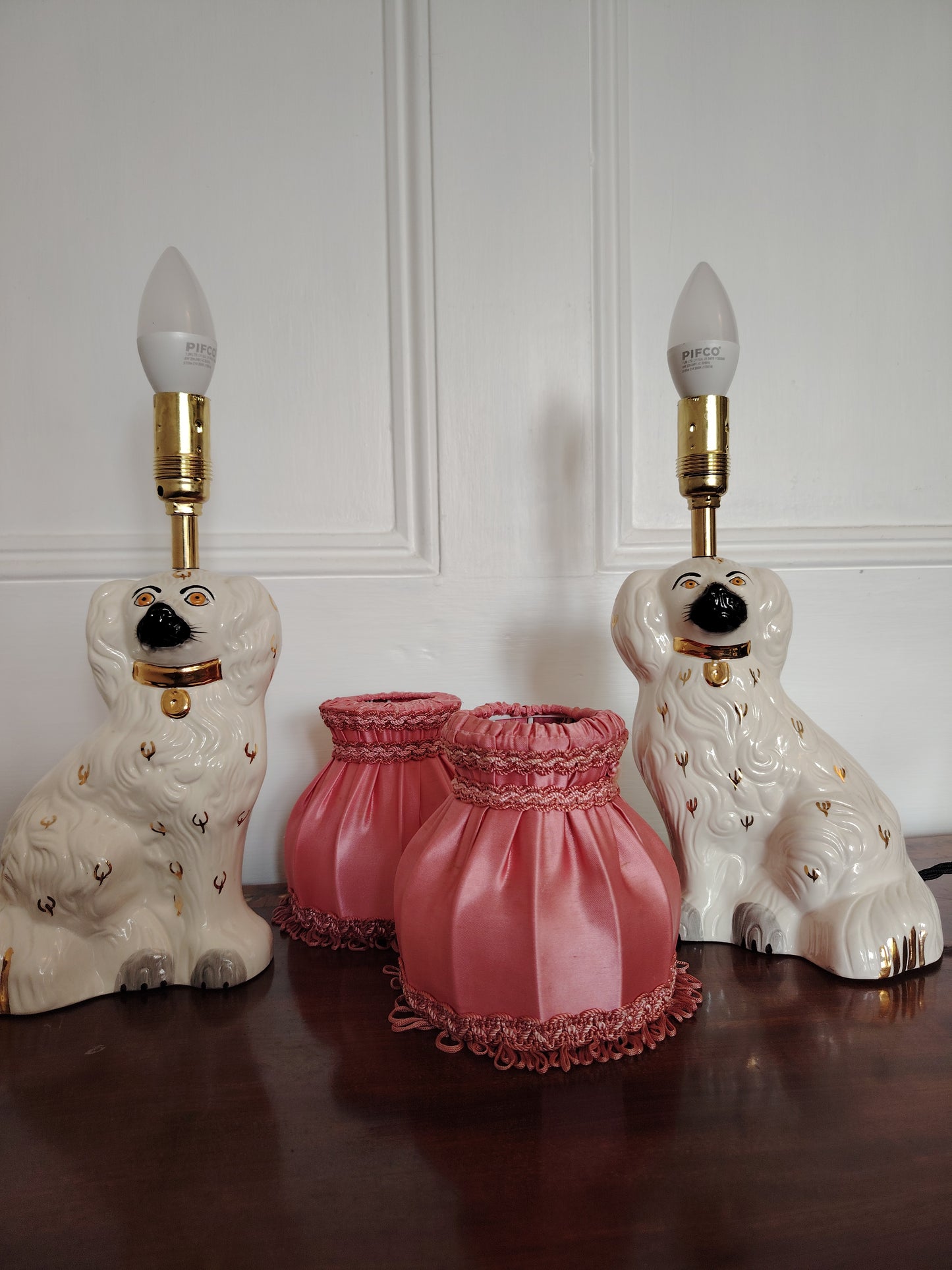 Pair of Vintage Reworked Beswick Pot Dog Lamps