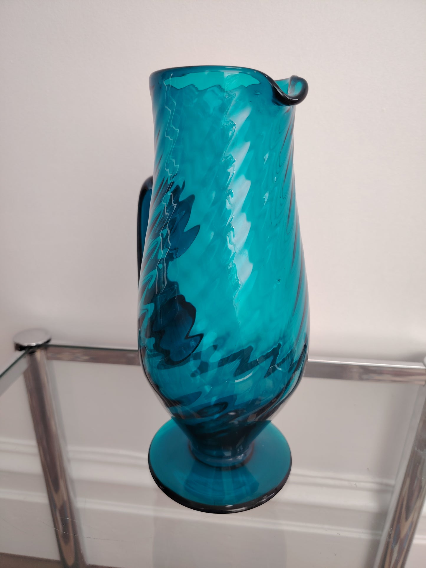 Stunning Turquoise Glass Jug