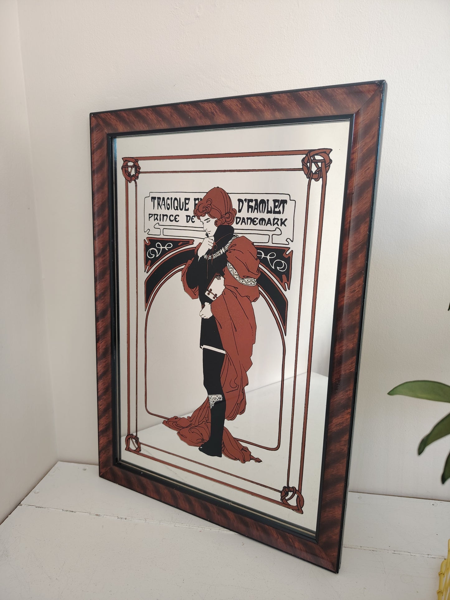 Vintage 70's Art Nouvea Style Hamlet Mucha Mirror