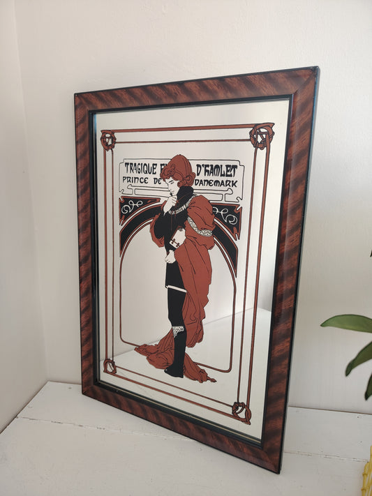 Vintage 70's Art Nouvea Style Hamlet Mucha Mirror