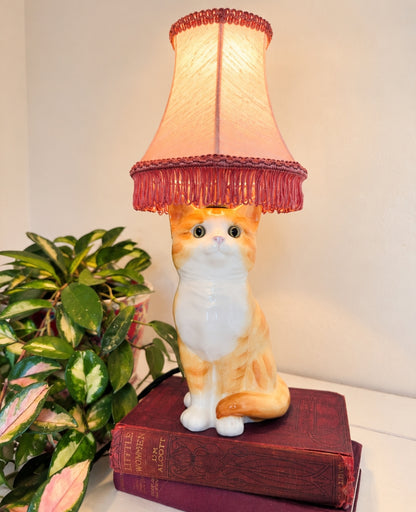 Vintage Reworked Small Ginger Cat Lamp