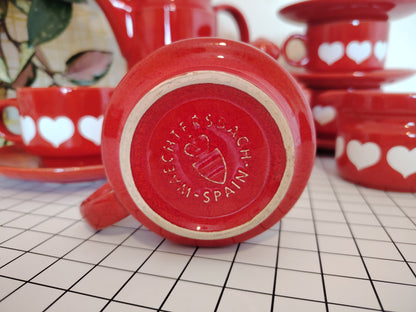 Vintage 70's Rare Waesterbach Heart Design Tea/ Coffee Set