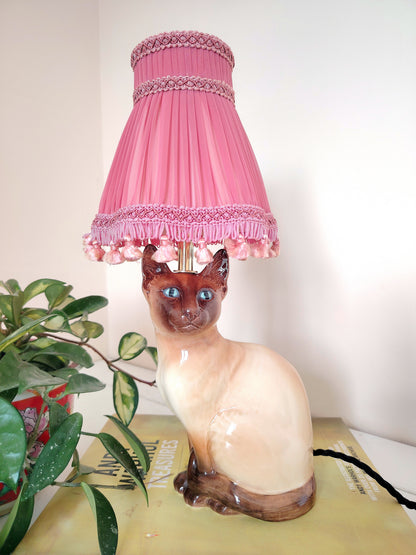 Vintage Reworked Siamese Cat Lamp