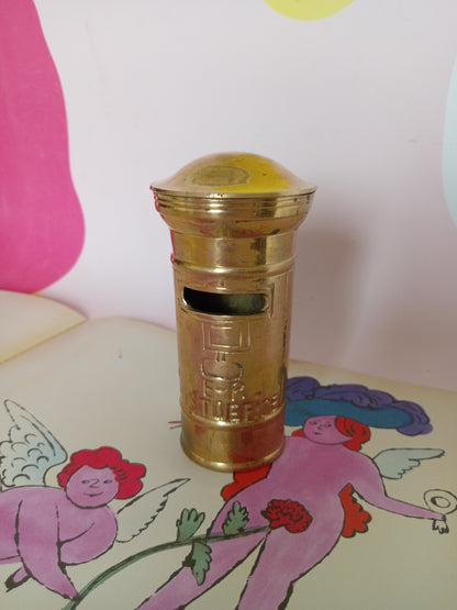 Vintage Solid Brass Post Box Money Box