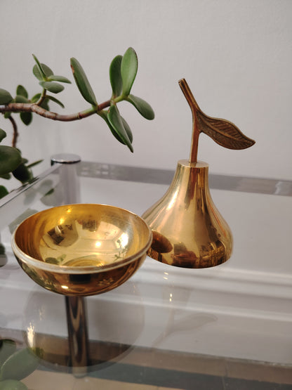 Vintage Brass Pear Trinket Pot