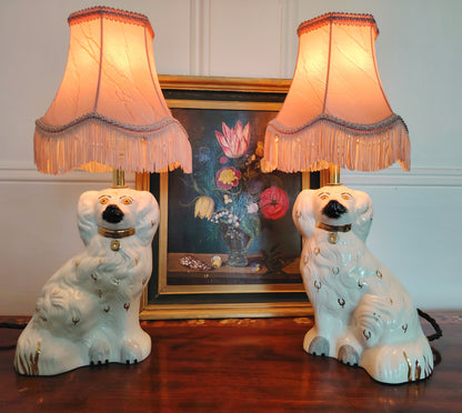 Pair of Vintage Reworked Beswick Pot Dog Lamps