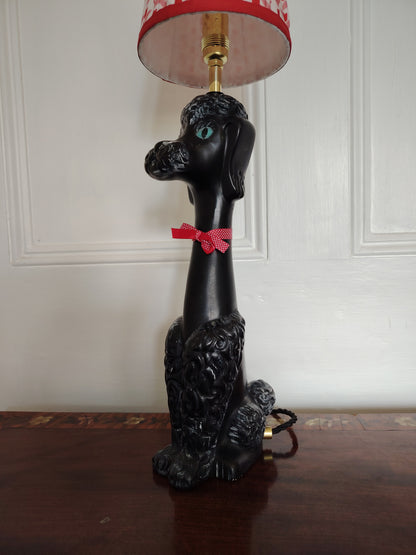 Upcycled 1950's Hand Painted Poodle Lamp