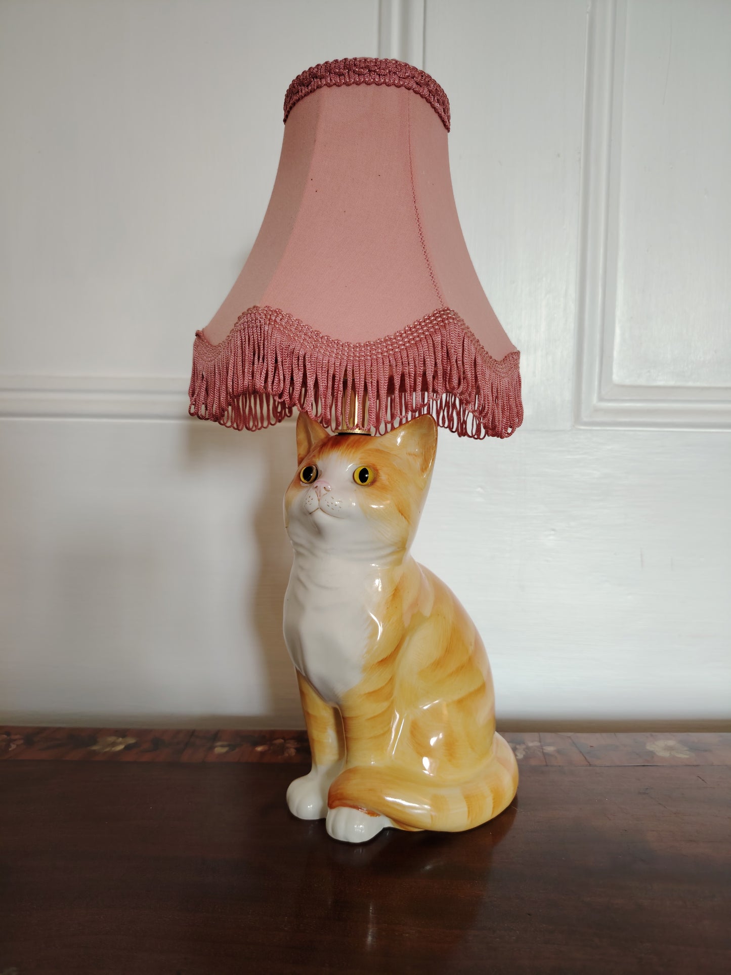 Vintage Reworked Small Ginger Cat Lamp