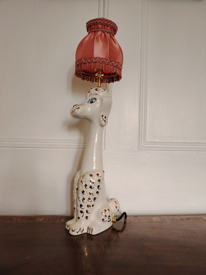 Tall Vintage 1950's Reworked White and Gold Poodle Lamp