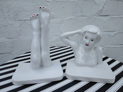 Vintage 80's Carlton Ware Lady Bookends