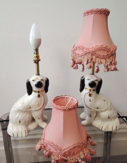 Pair of Antique Wally Dog upcycled lamps