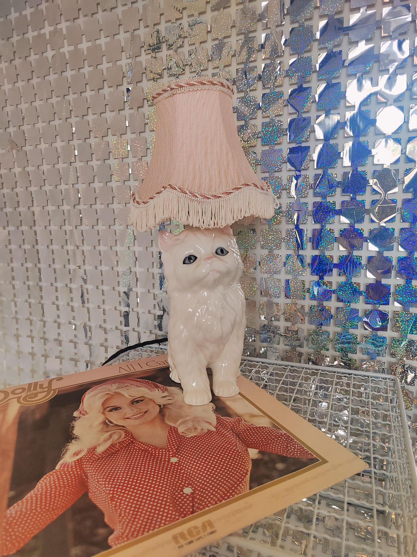 Upcycled Cat Lamp "Dolly" the Cat