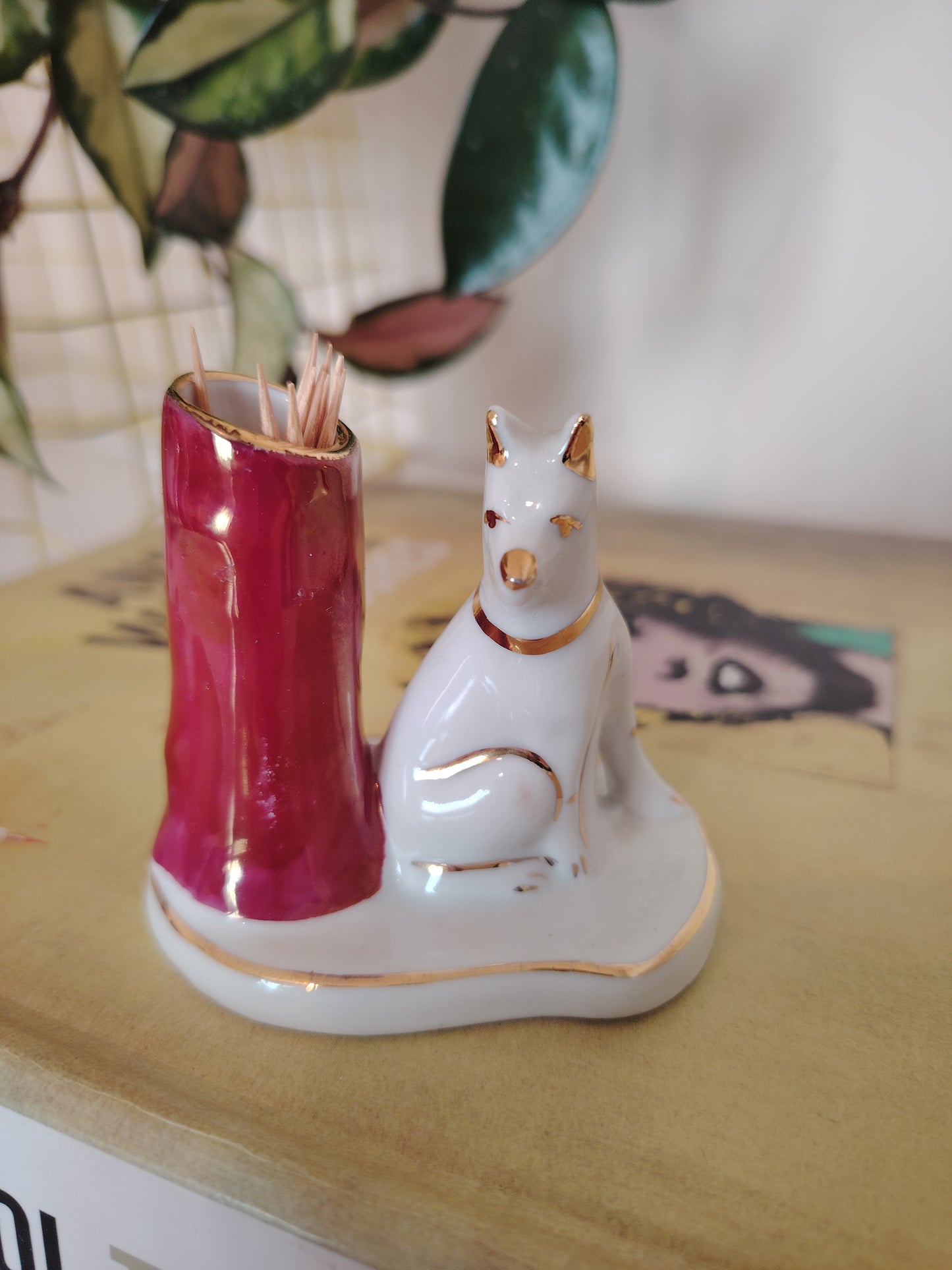 Limoges Dog Catchall/ Cocktail Stick/Match Holder