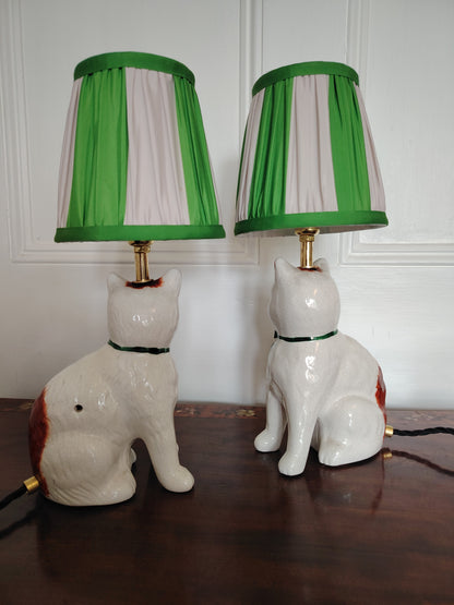 Pair of Vintage Reworked Cat Lamps with Bows