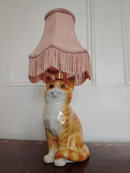 Vintage Reworked Small Ginger Cat Lamp