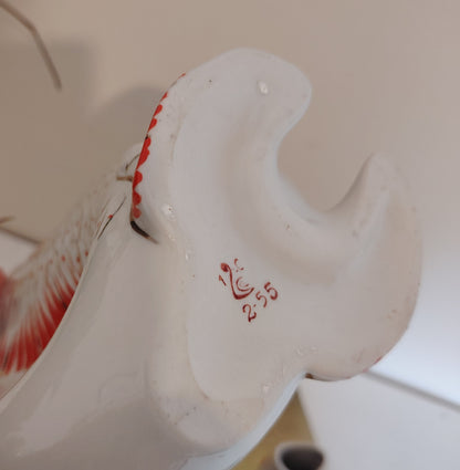 Amazing Vintage Porcelain Fish Decanter Set with 6 Small Fish Glasses