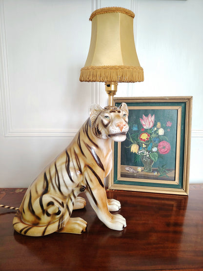 Large Reworked Mid Century Tiger lamp ✨